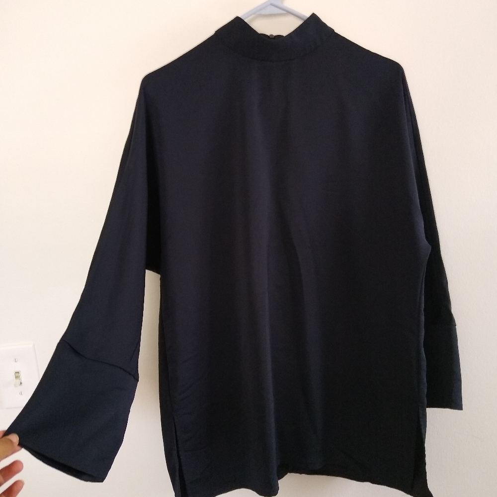Zara black mock neck blouse